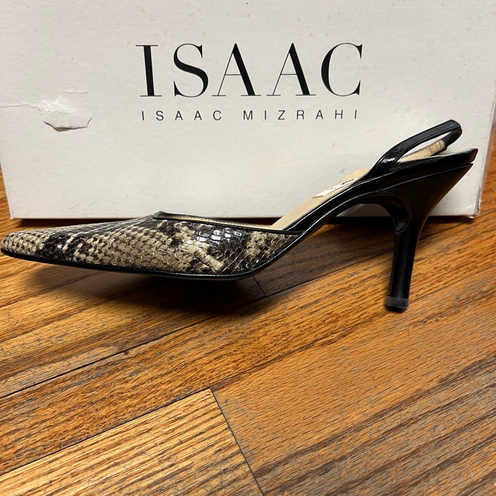 Isaac Miztahi Python Toe Sling Back Heel - Size 6… - image 5
